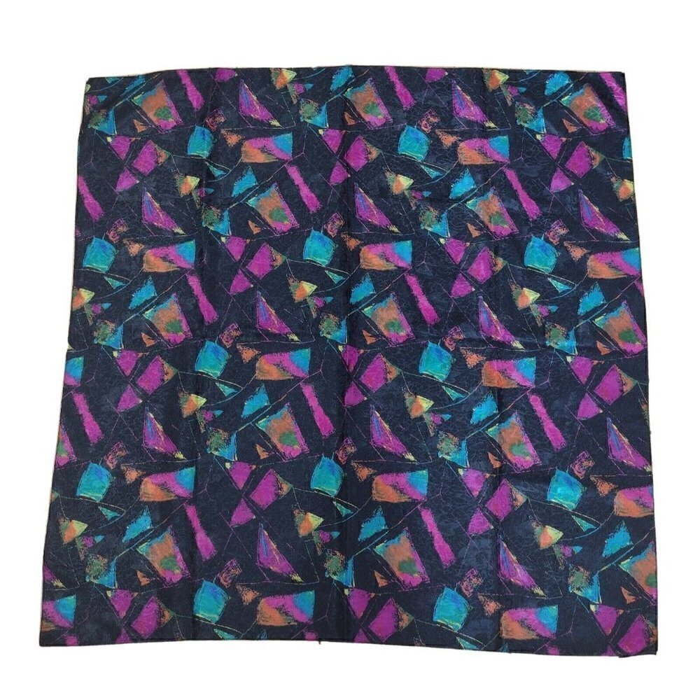 Vintage Mademoiselle 80s/90s Polyester Womans Wrap Scarf Bright Colors Geometric